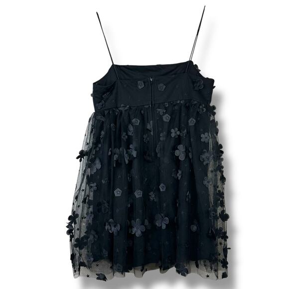 TRIXXI Clothing Company NWT Black Embroidery 3D Floral Babydoll Mini Dress Small - Picture 4 of 7